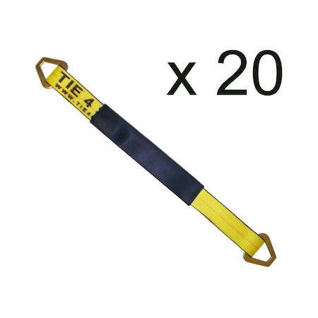 Tie 4 Safe 2 x 72 Axle Straps w/ Sleeve and D Rings, WLL- 3,333 lb, PK20 RT41A-72M18-Y-C-20